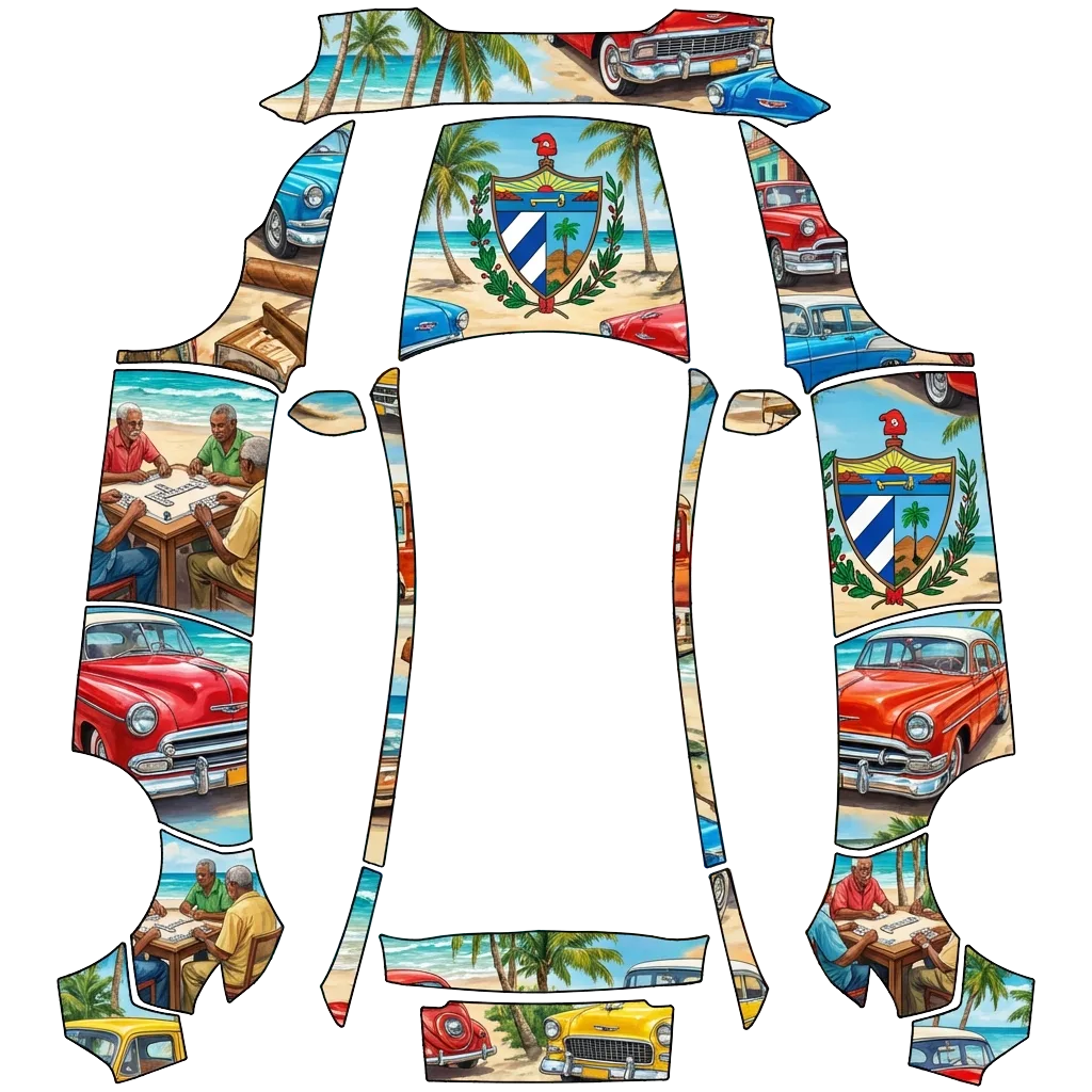 cuban style. I want palm trees, domino tables, old… – wrap template